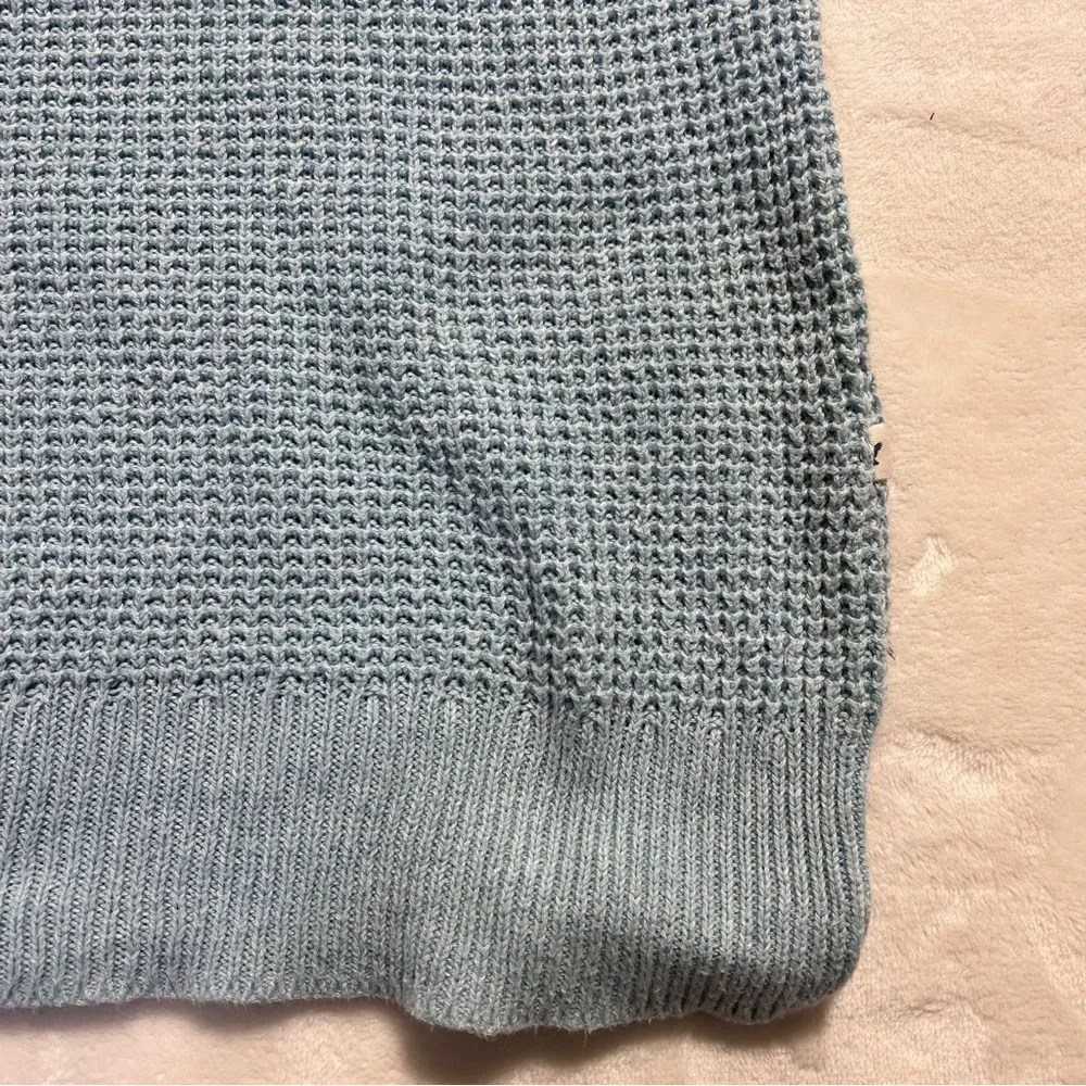 AMERICAN EAGLE Waffle Knit Raglan Pullover Sweater Blue/Gray S